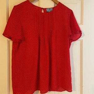 Cecelia red and white polka dot blouse size small